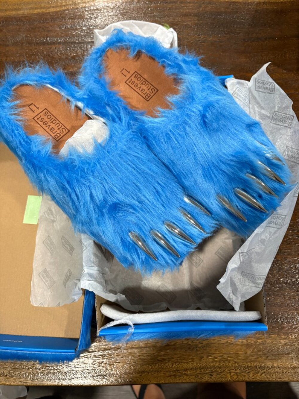 Bravest Studios Never Borke Again Blue Bear Claw Mules Shoes Men's sz 11 NEW